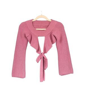 0744‎ Boutique Pink Super Cropped Sweater Size Small